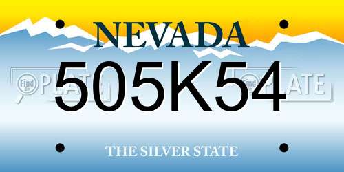 505K54 Nevada License Plate