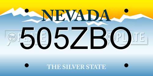 505ZBO Nevada License Plate