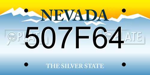 507F64 Nevada License Plate