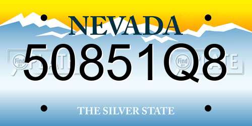 50851Q8 Nevada License Plate