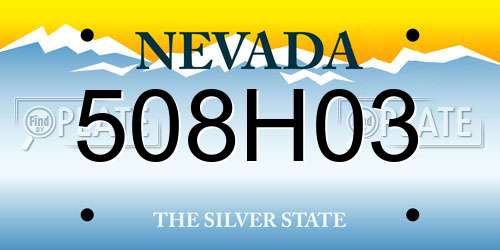 508H03 Nevada License Plate