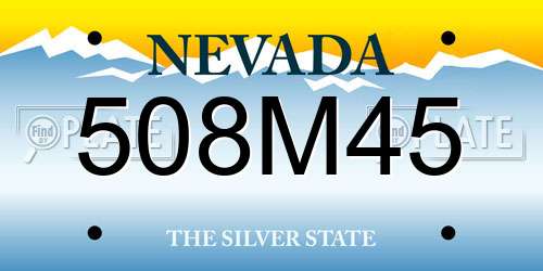 508M45 Nevada License Plate