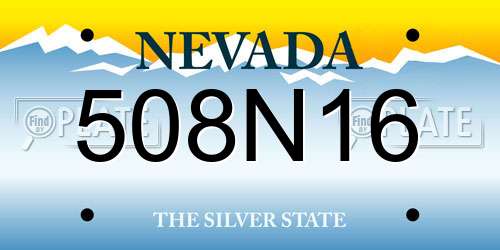 508N16 Nevada License Plate