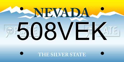508VEK Nevada License Plate