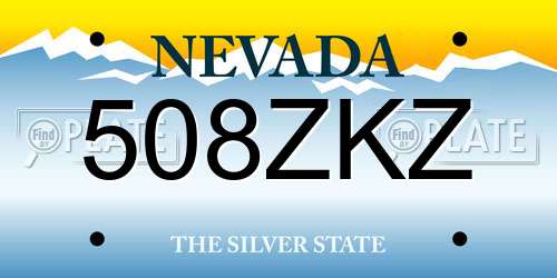 508ZKZ Nevada License Plate