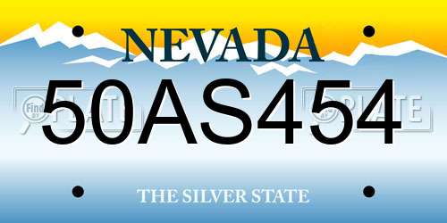 50AS454 Nevada License Plate