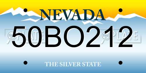 50BO212 Nevada License Plate