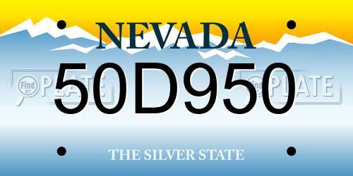 50D950 Nevada License Plate