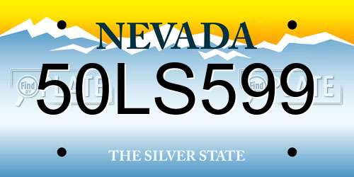 50LS599 Nevada License Plate