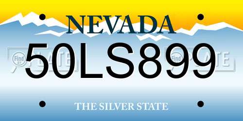 50LS899 Nevada License Plate