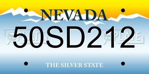 50SD212 Nevada License Plate