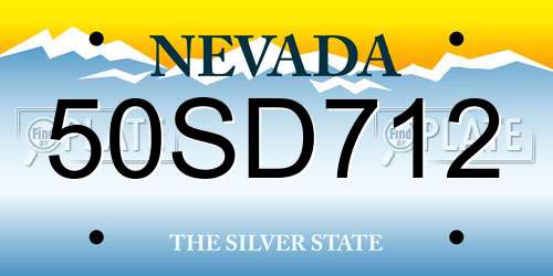 50SD712 Nevada License Plate