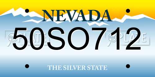 50SO712 Nevada License Plate