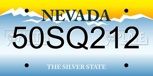 50SQ212 Nevada License Plate