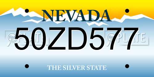 50ZD577 Nevada License Plate