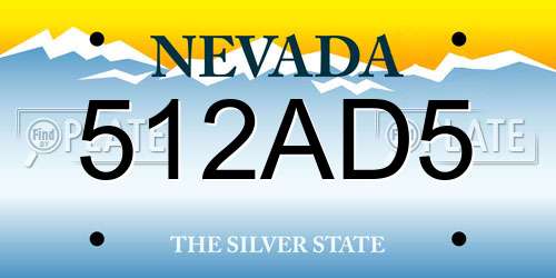 512AD5 Nevada License Plate