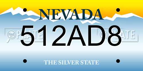 512AD8 Nevada License Plate