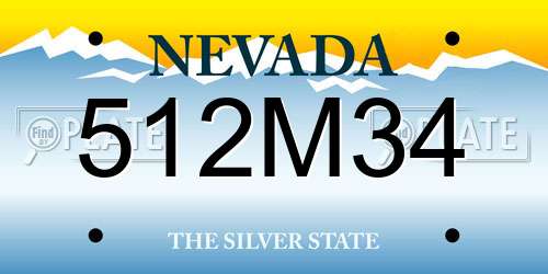 512M34 Nevada License Plate