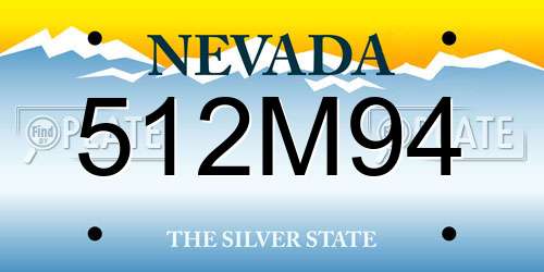 512M94 Nevada License Plate