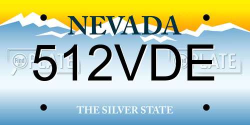512VDE Nevada License Plate
