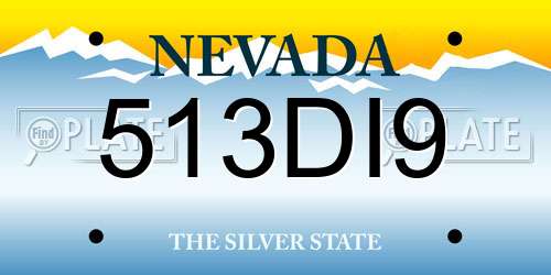 513DI9 Nevada License Plate