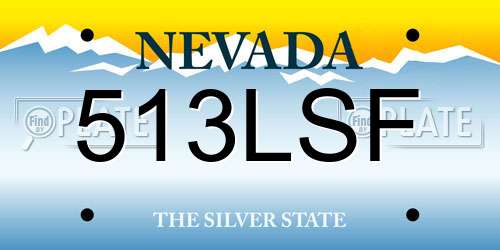 513LSF Nevada License Plate