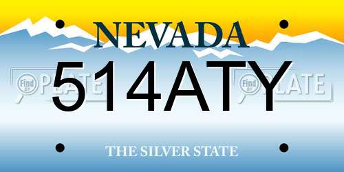 514ATY Nevada License Plate