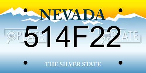 514F22 Nevada License Plate