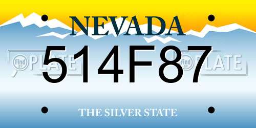 514F87 Nevada License Plate