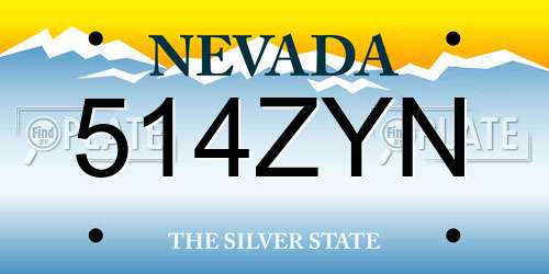 514ZYN Nevada License Plate