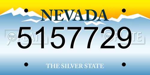 5157729 Nevada License Plate
