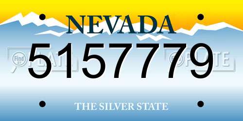 5157779 Nevada License Plate