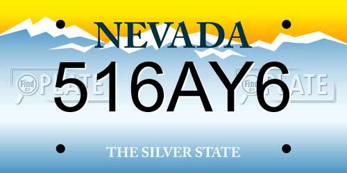 516AY6 Nevada License Plate