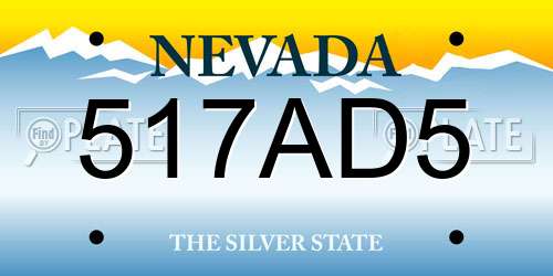 517AD5 Nevada License Plate