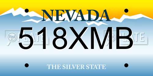 518XMB Nevada License Plate