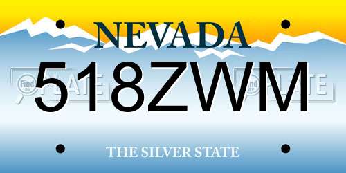 518ZWM Nevada License Plate
