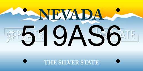 519AS6 Nevada License Plate