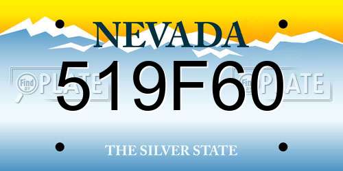 519F60 Nevada License Plate