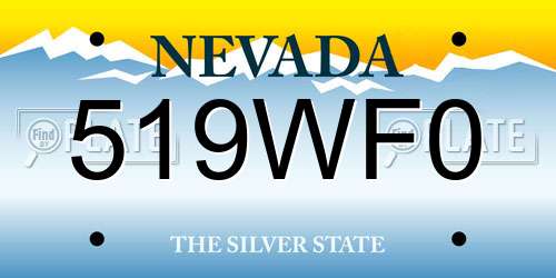 519WF0 Nevada License Plate