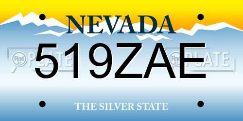 519ZAE Nevada License Plate
