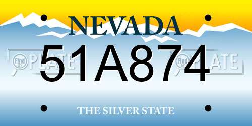 51A874 Nevada License Plate