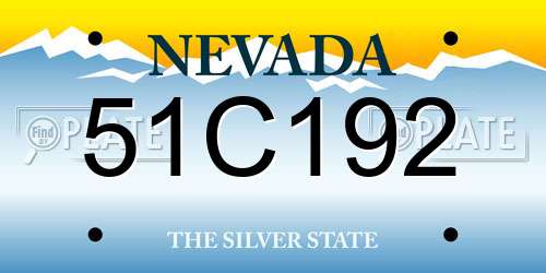 51C192 Nevada License Plate