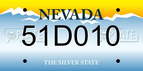 51D010 Nevada License Plate