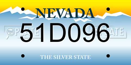 51D096 Nevada License Plate