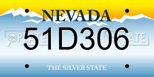 51D306 Nevada License Plate