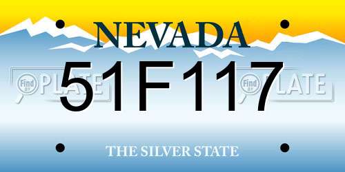 51F117 Nevada License Plate