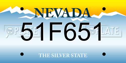 51F651 Nevada License Plate