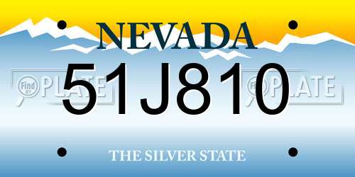 51J810 Nevada License Plate