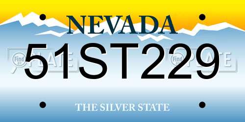 51ST229 Nevada License Plate