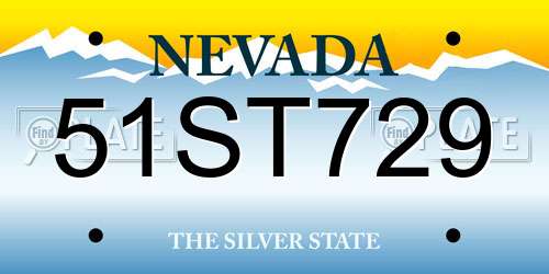 51ST729 Nevada License Plate